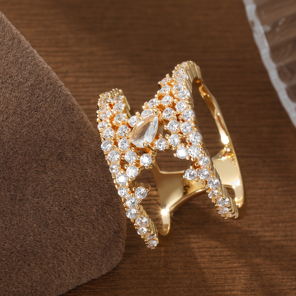 Retro Style Double Layer Stackable Water Drop Ring